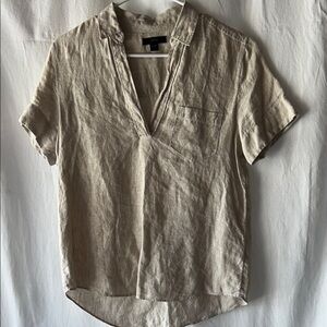 J. Crew Women's Beige Linen Button Down‎ Shirt